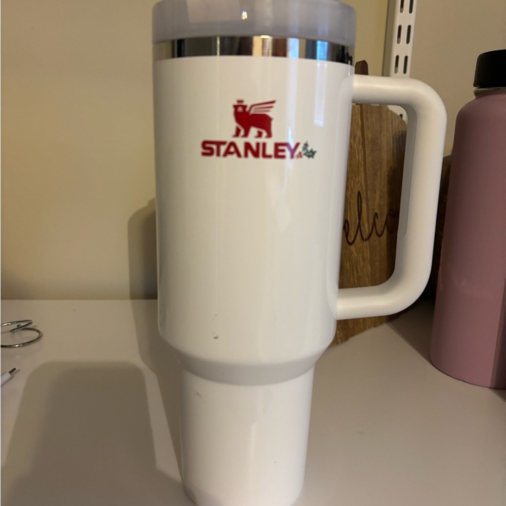 Stanley White Travel Mug with Red Logo